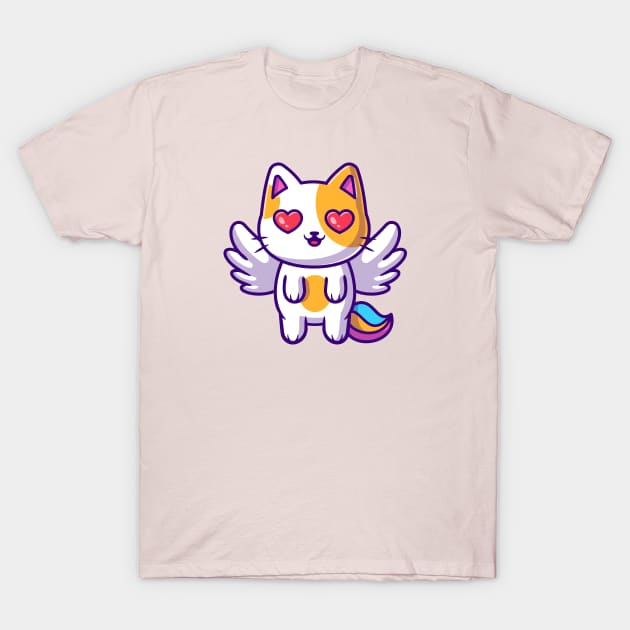 Cute Cat Unicorn Flying Cartoon T-Shirt by Catalyst Labs